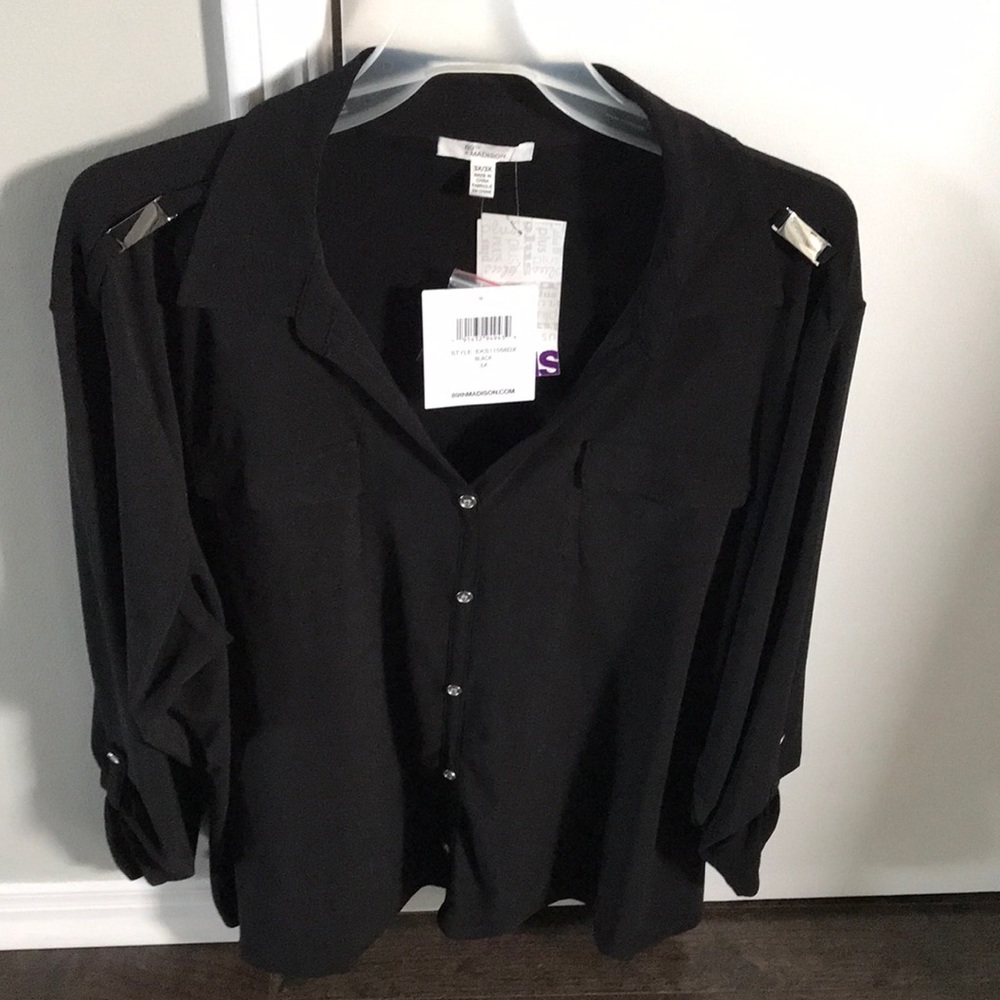 89th & Madison Black Button Down Shirt